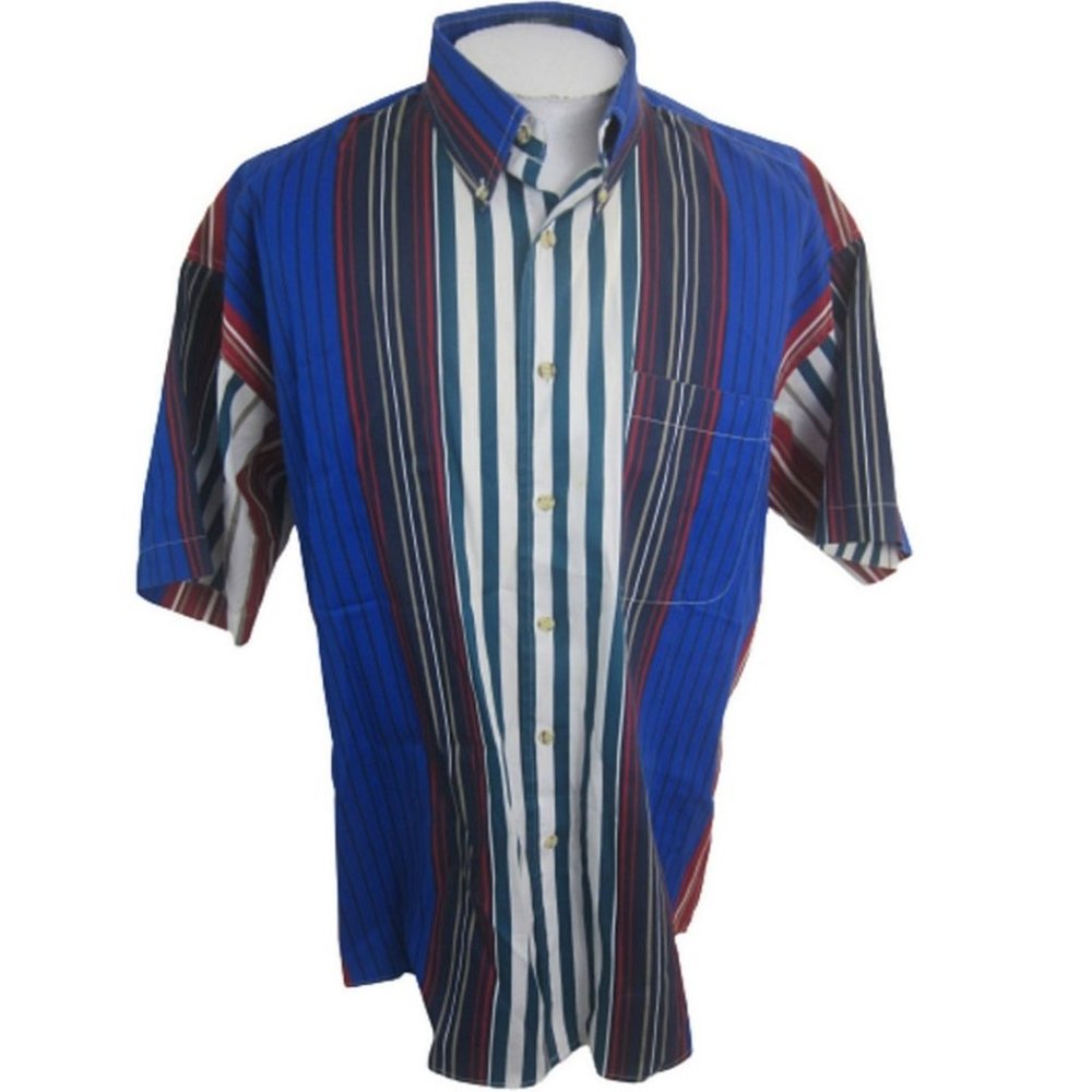 Loafers Reed St James vintage Men shirt short sleeve pit to pit 26 striped 1990s